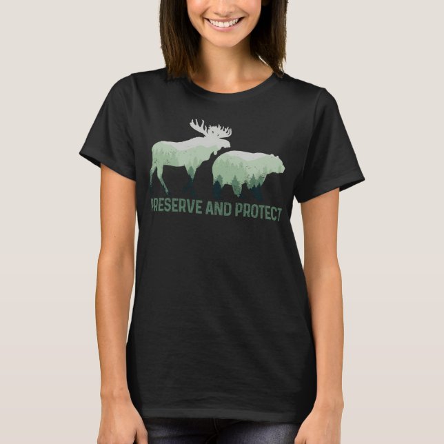 Camiseta Preservar e proteger o Parque Nacional Urso Moose (Frente)