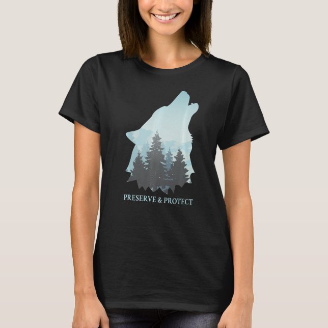Camiseta Preservar e proteger os lobos e os lobos Conserv (Frente)