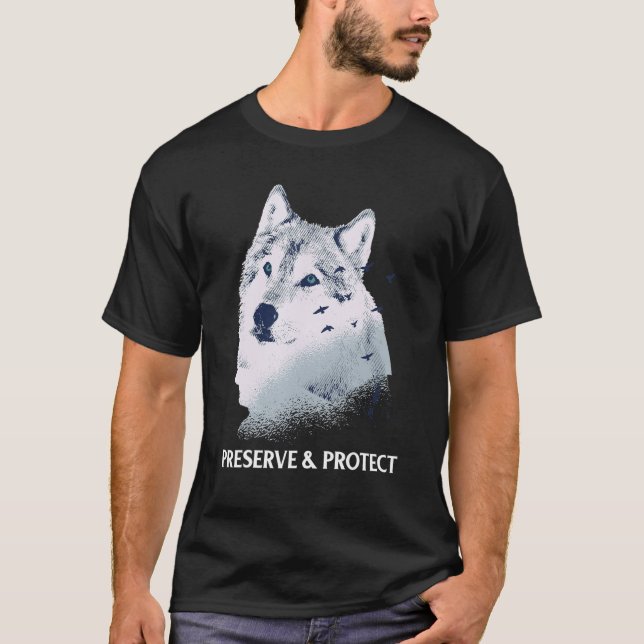Camiseta Preservar e proteger os lobos e os lobos Conserv (Frente)