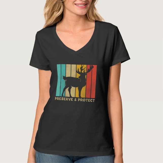 Camiseta Preservar & Proteger Veado do Parque Nacional Vint (Frente)