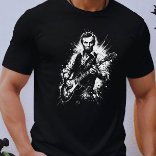 Camiseta Presidente Abraham Lincoln Tocando Guitarra