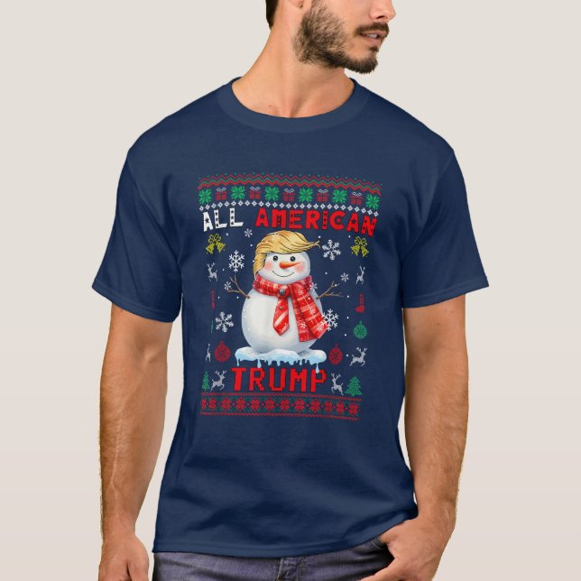 Camiseta Presidente Americano Trump Xmas Snowman (Frente)