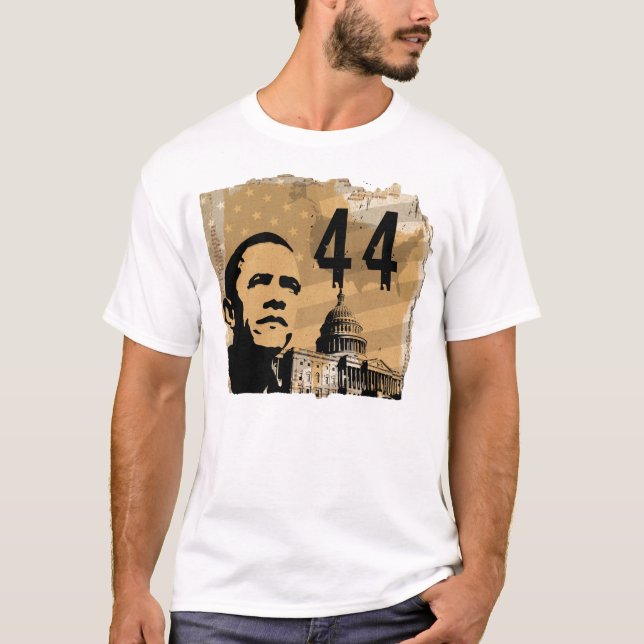 Camiseta Presidente discurso da voz de Obama 44 - um (Frente)