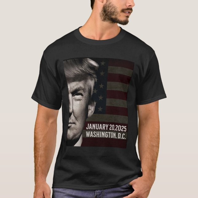 Camiseta Presidente Donald Trump 2025 Data de posse (Frente)