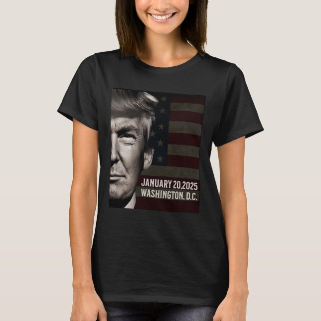 Camiseta Presidente Donald Trump 2025 Data de posse (Frente)