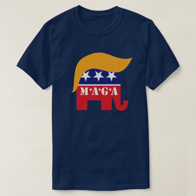 Camiseta Presidente Trump 2024 Logotipo do Cabelo Elefante  (Frente do Design)