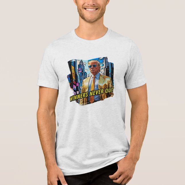 Camiseta Presidente Trump - Vencedores Nunca Sair (Frente)