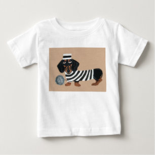 Camiseta Presidiário Ladrão de Petiscos Dachshund Preto e C