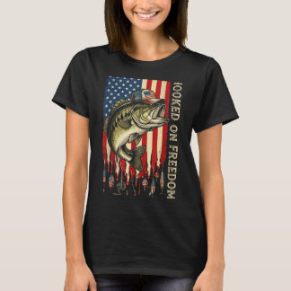 Camiseta Preso No Dom B Peixe A Bandeira Americana Pescaria
