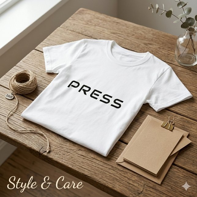 Camiseta PRESS Única com Design Minimalista (Unique PRESS Text Tee with Minimalist Design)