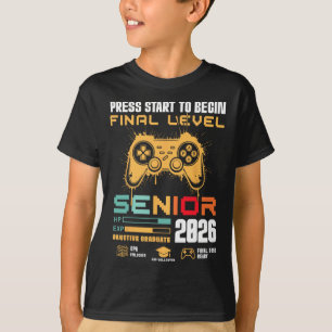 Camiseta Pressione Iniciar Para Iniciar o Nível Final Sênio