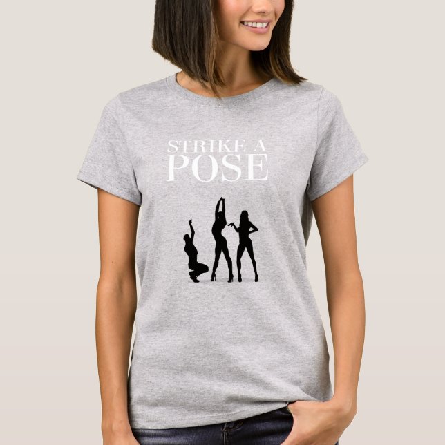 Camiseta Pressione uma pose com texto preto ou branco (Frente)