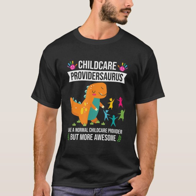 Camiseta Prestação de cuidados infantis em dinossauro (Frente)