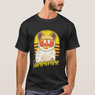 Camiseta Presunto de Verão Hamster Retro Pôr do Sol Praia F