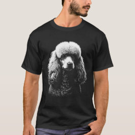 Camiseta Preta Arte Cabeça de Cachorro Poodle