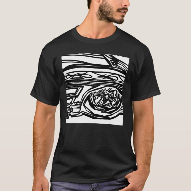 camiseta preta B&W com corvette B&W (Frente)