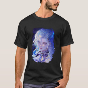 Camiseta Preta Básica Arte do Neuvillette Genshi