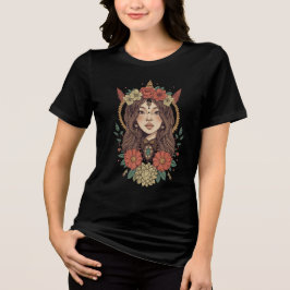 Camiseta Preta Boho Floral Girl