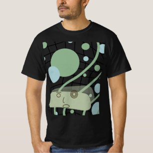 Camiseta Preta com Arte Gráfica de Robô Retro Fofo