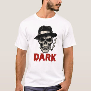 Camiseta Preta com Caveira Fumando Charuto 