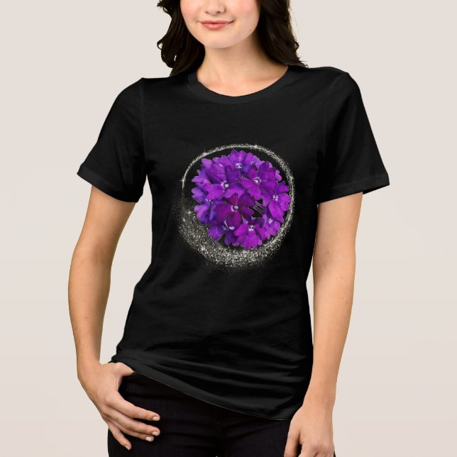 Camiseta Preta com Círculo de Brilho de Verbena Ro (Frente)