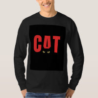 Camiseta preta com desenho de gato
