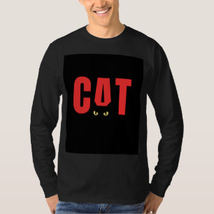 Camiseta preta com desenho de gato