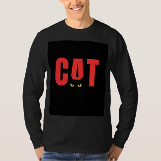 Camiseta preta com desenho de gato
