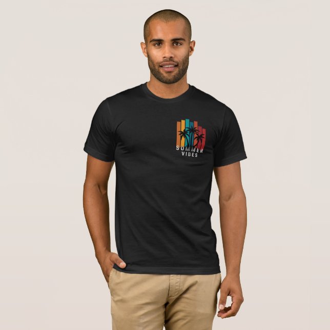 Camiseta preta com design de verão (Frente Completa)