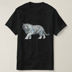 Camiseta Preta com Gráfico Artístico de Tigre Bran