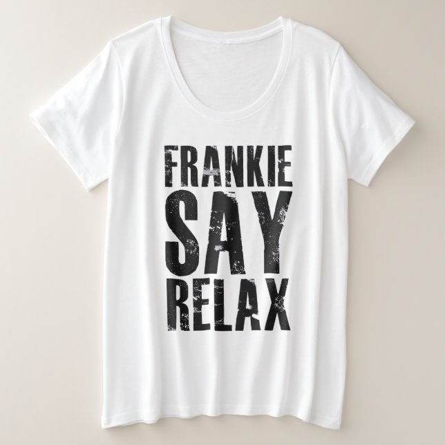 Camiseta preta com letras Women's Frankie Say Rela (Frente do Design)