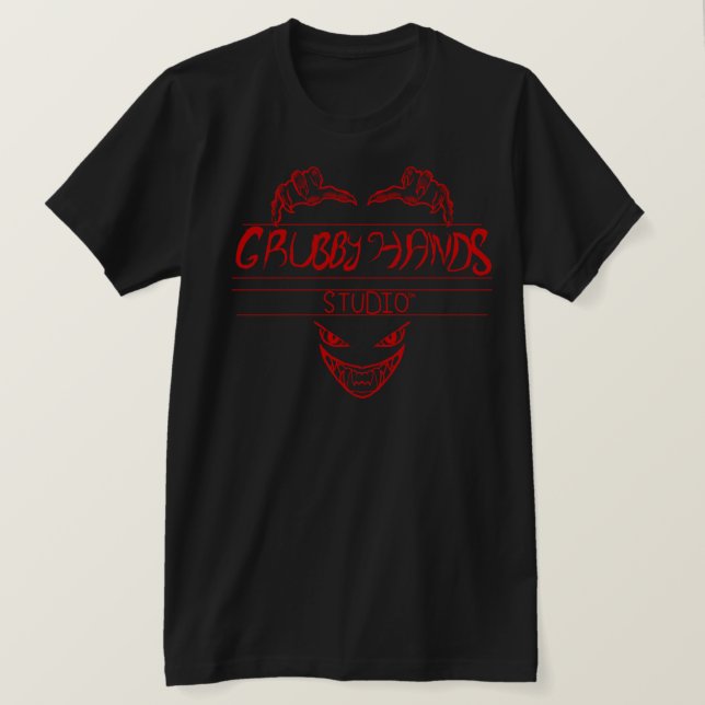 Camiseta Preta com Logotipo Vermelho da Grubby Han (Frente do Design)