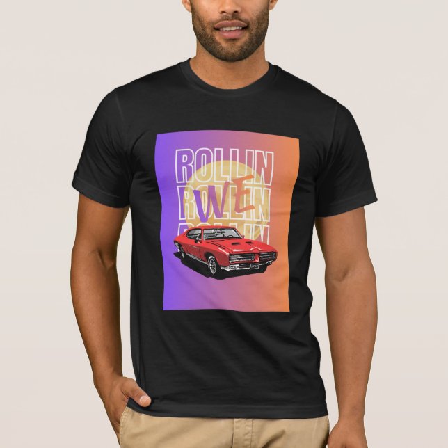 Camiseta preta com mangas curtas e desenho do Dodg (Frente)