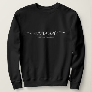 Camiseta Preta com Nomes dos Filhos e Mãe em Letra
