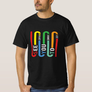 Camiseta Preta com Tipografia Retro Arco-Íris, Cam
