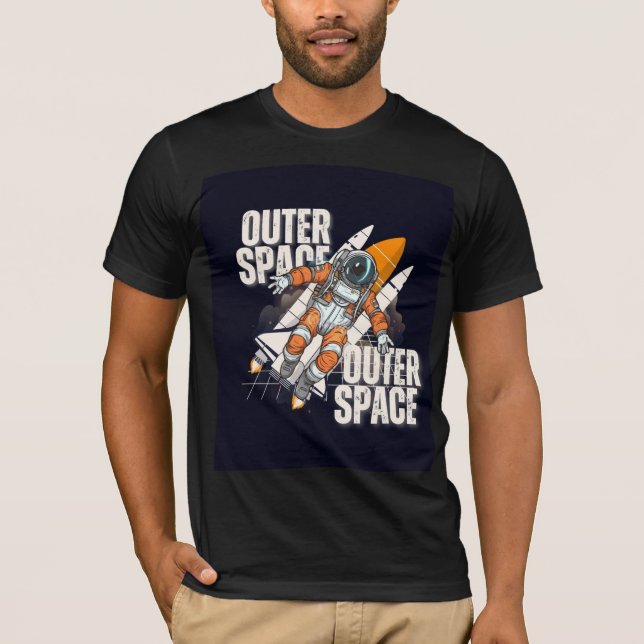 Camiseta preta com um desenho espacial (Frente)