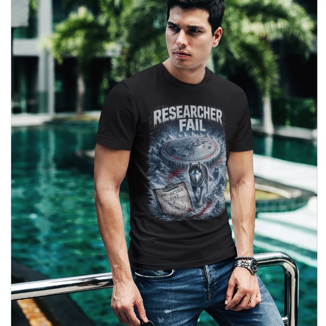 Camiseta Preta com Valor Escuro do Homem Falha do  (When science goes wrong… it goes REALLY wrong.)