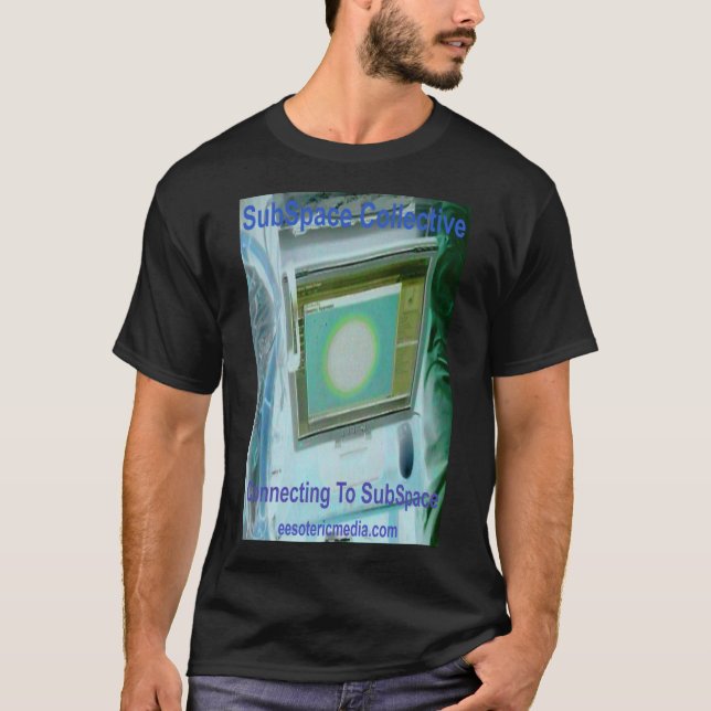 Camiseta preta "Conectando ao SubEspaço" masculina (Frente)