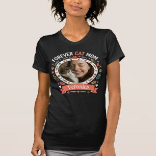 Camiseta Preta Custom Foto Para Sempre Mãe de Gato