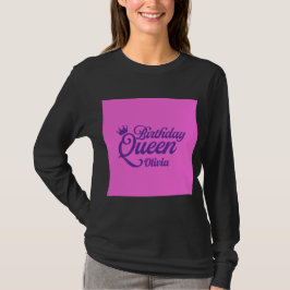 Camiseta preta da Rainha do Aniversário