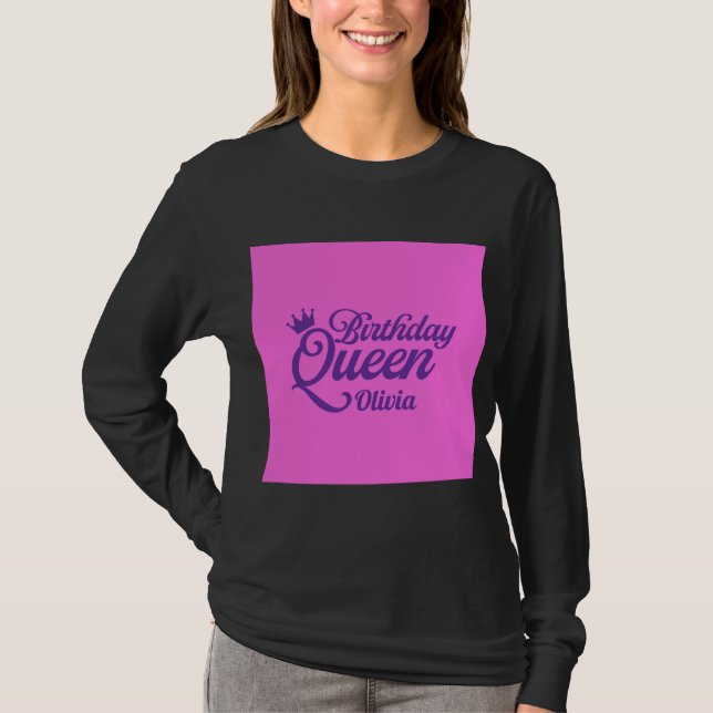 Camiseta preta da Rainha do Aniversário (Frente)