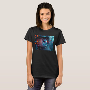 Camiseta preta das mulheres oculares Quântica