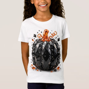 Camiseta Preta de Abóbora de Cristal para Crianças