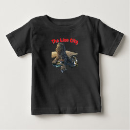 Camiseta preta de bebê do Merlion de Singapura A C
