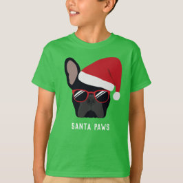 Camiseta Preta de Bulldog Francês de Natal