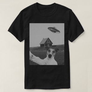 Camiseta Preta de Cachorro Engraçado Selfie Amante