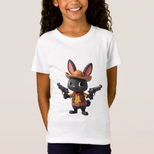 Camiseta Preta de Coelho Bebê Cowboy
