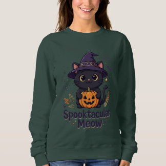 Camiseta Preta de Gato de Halloween Adorável | Me