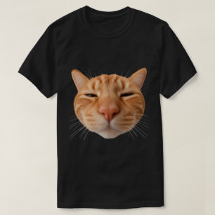 Camiseta Preta de Gato Laranja Engraçado