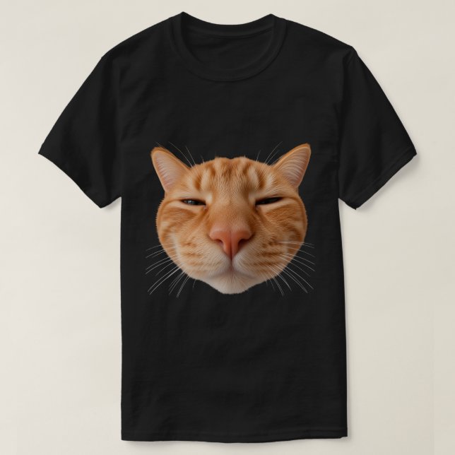 Camiseta Preta de Gato Laranja Engraçado (Frente do Design)